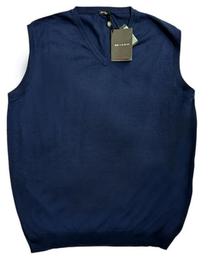 Kiton Sleeveless Sweater Lapis Blue Cashmere 