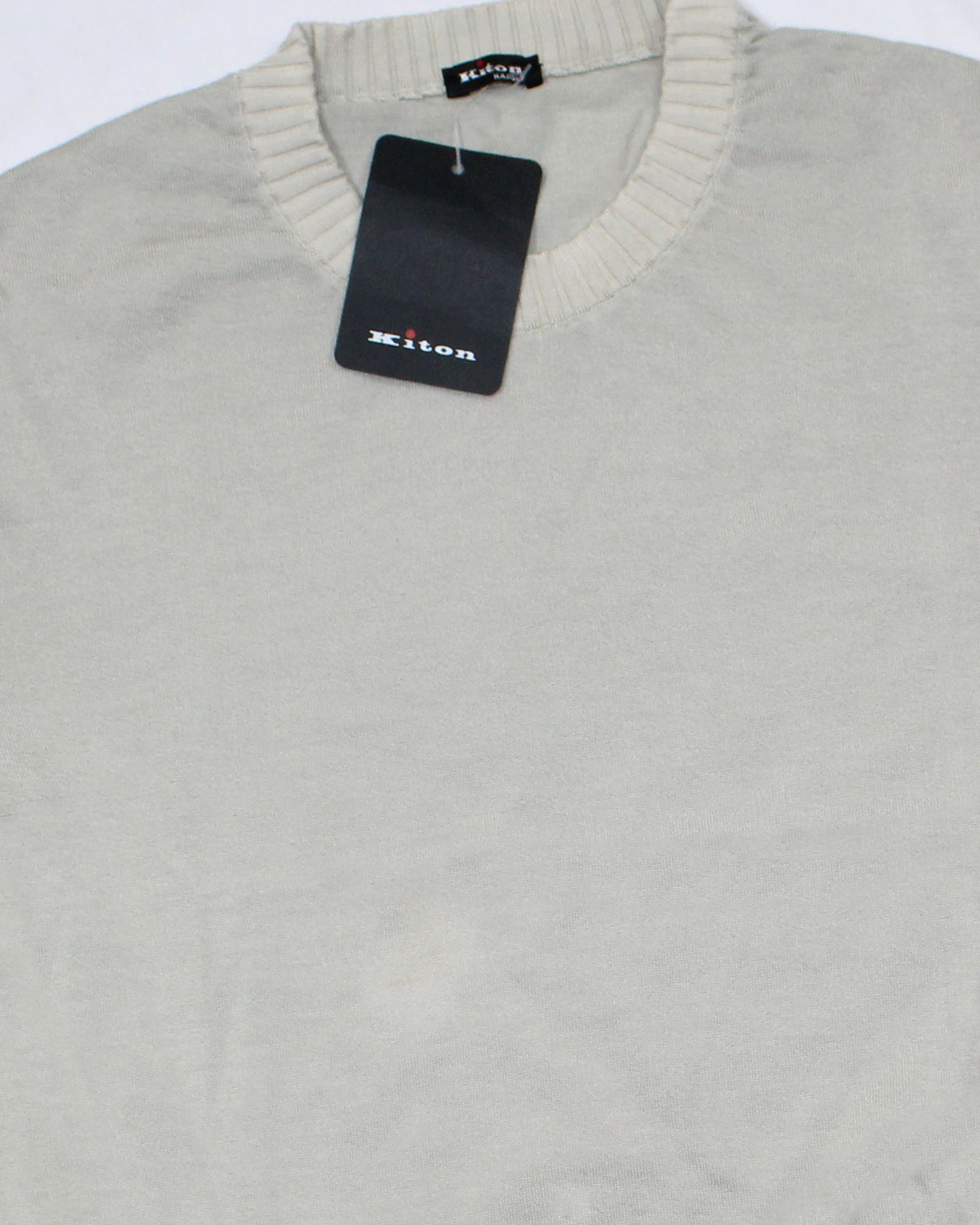 Kiton Sweater White Gray Cashmere Silk Crewneck - EUR 50/ M SALE