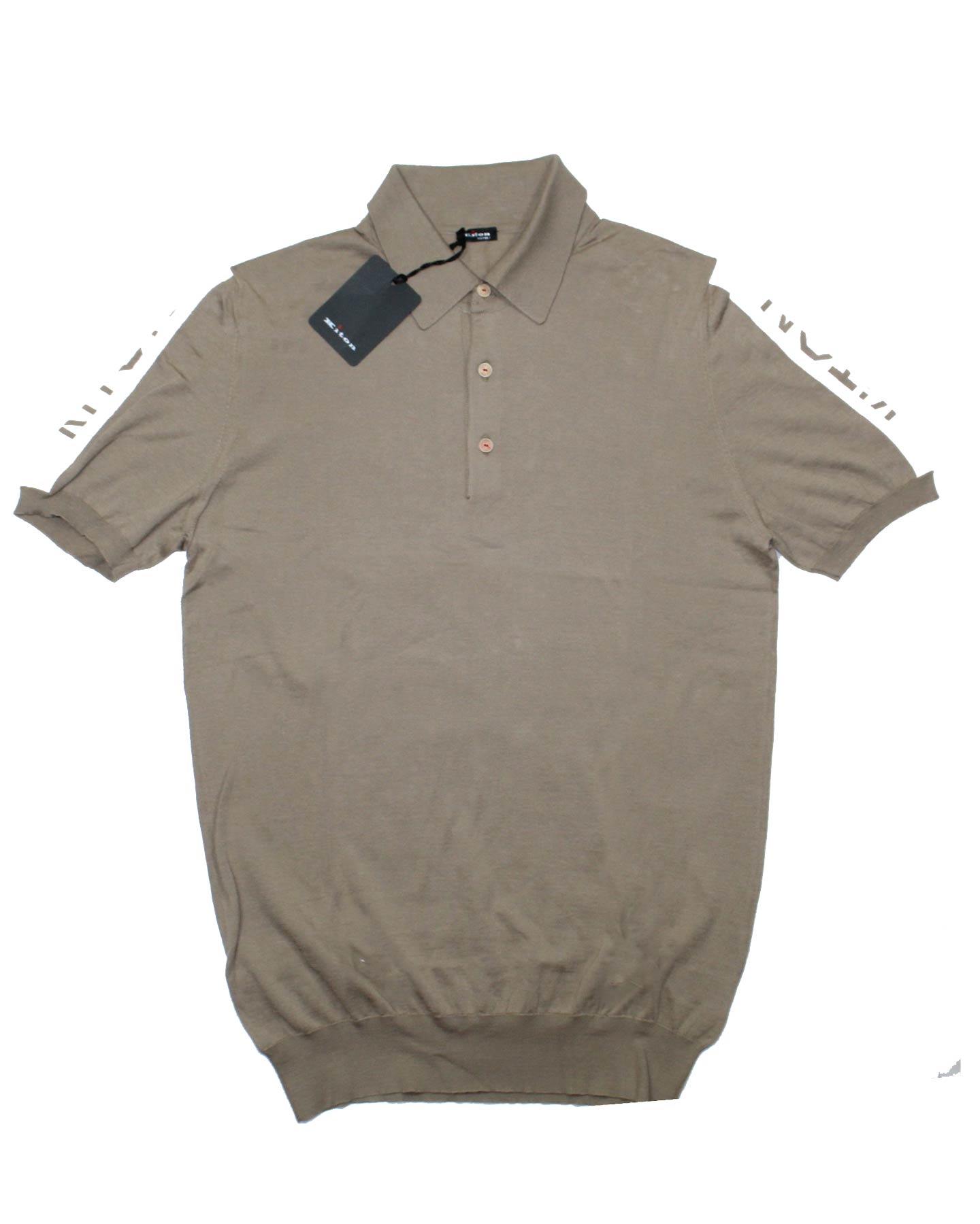 Kiton Polo Shirt Beige With White Logo Sleeve Detail EU 50/ M SALE