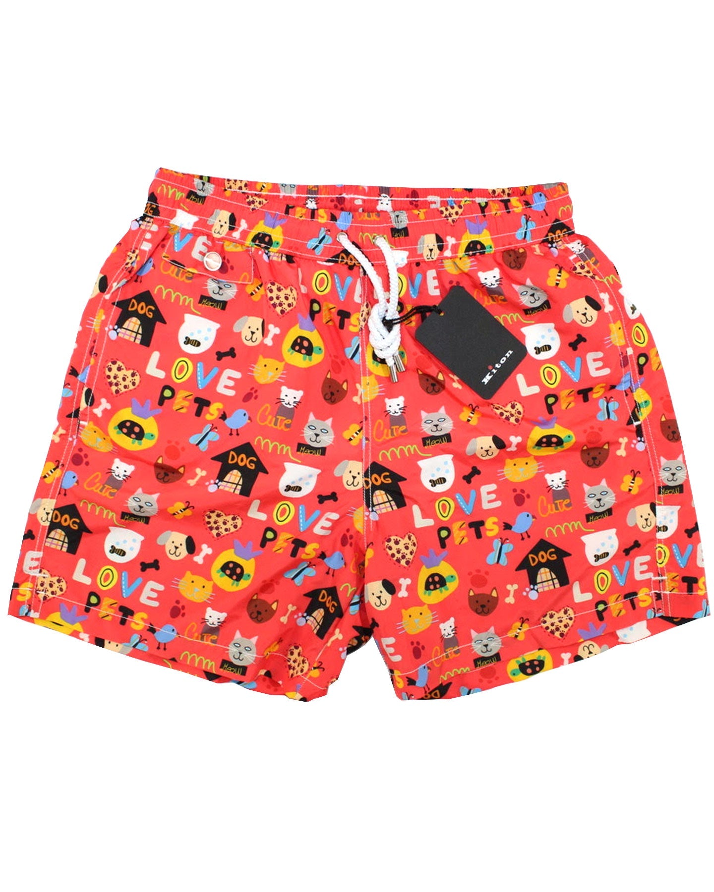 Kiton Swim Shorts S Pink Love Novelty - Men Swimwear