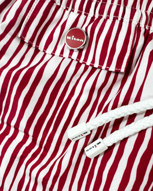 New Kiton Swim Shorts Maroon Stripes