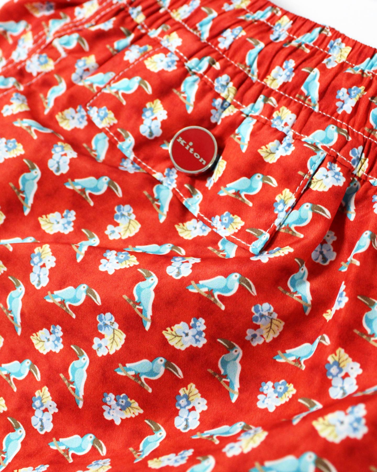 Kiton Swimwear Men Swim Shorts XL Red Tropical Birds 