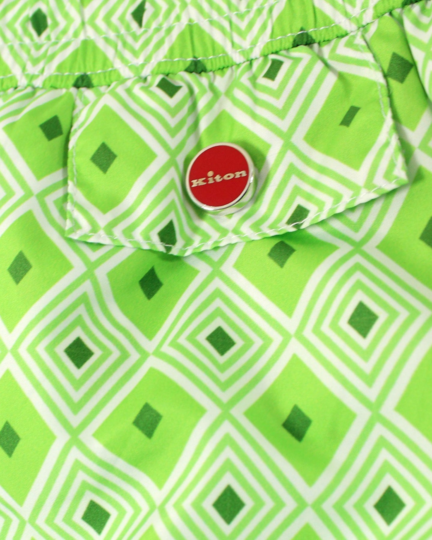 Kiton Swim Shorts L Green Geometric - Men Swimwear