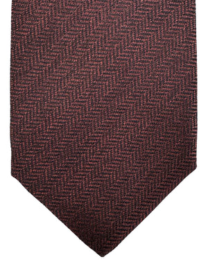 Kiton Silk Tie Brown Black Herringbone - Sevenfold Necktie