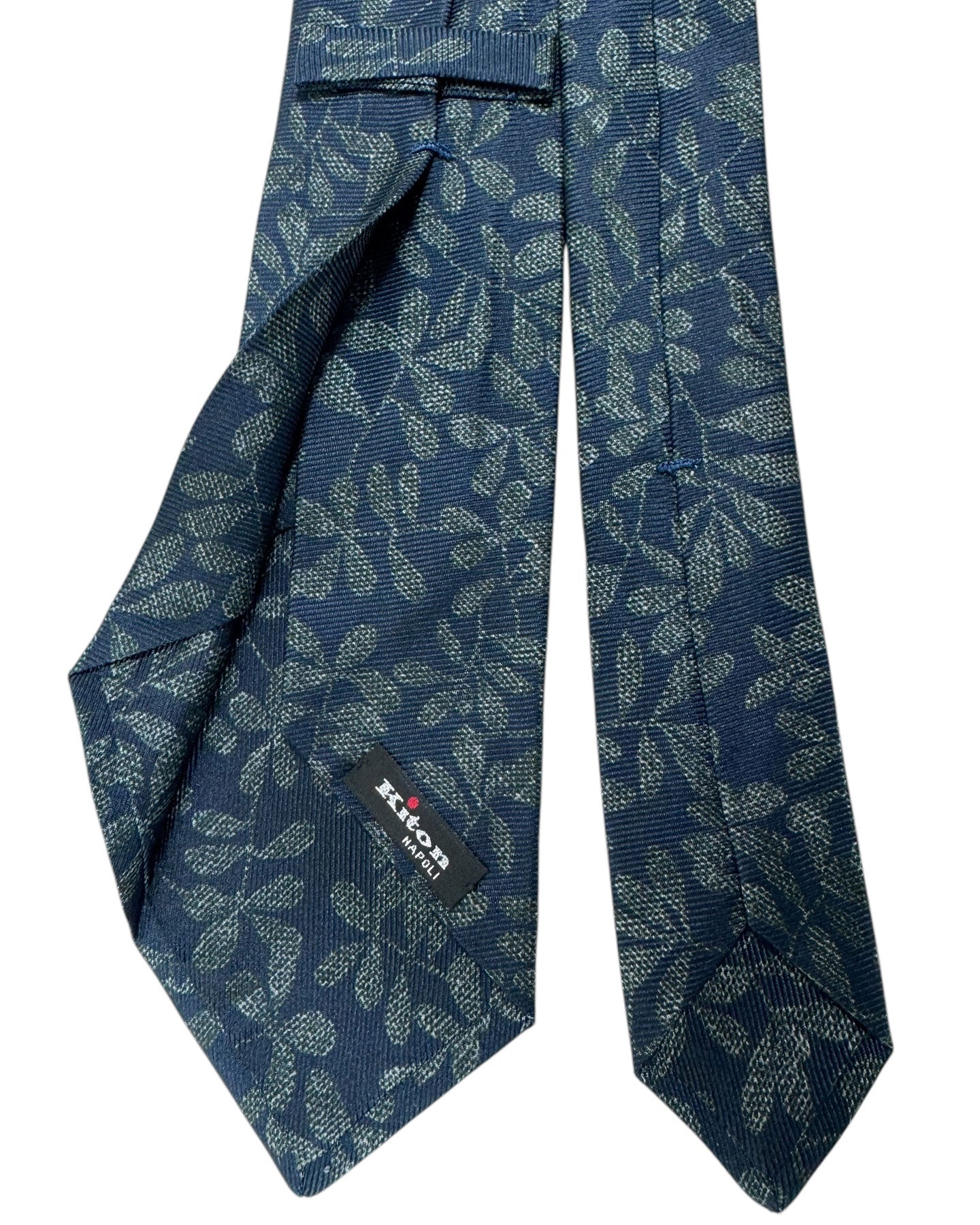 Kiton Sevenfold Tie Green Floral Design SALE