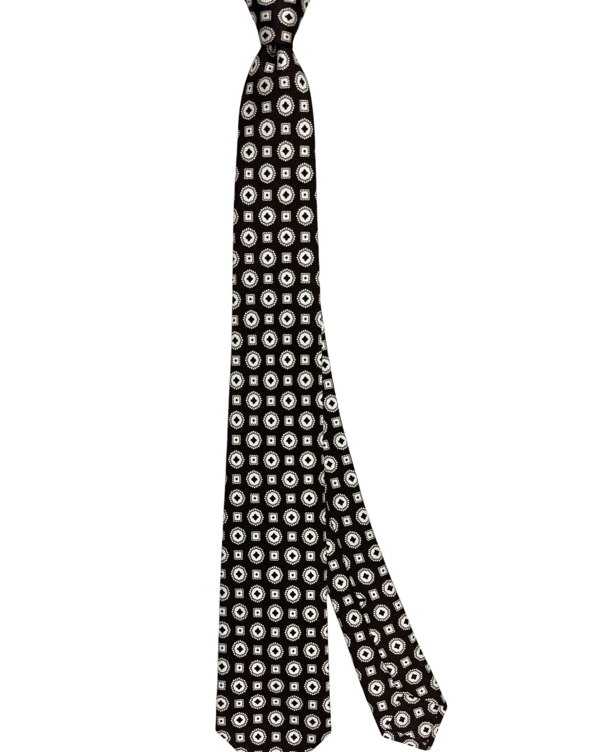 Kiton Sevenfold Tie Brown White FINAL SALE
