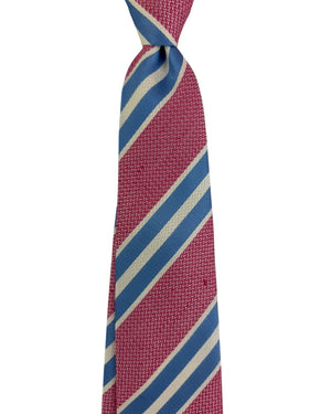 Kiton Sevenfold Tie Hot Pink Blue