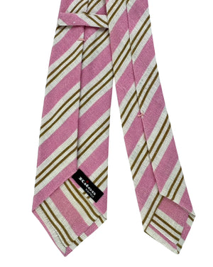 Kiton Sevenfold Tie Pink Stripes - Linen
