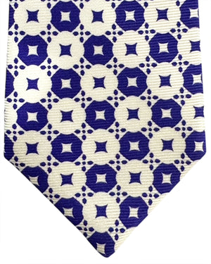 Kiton Sevenfold Tie Lapis Blue White Pattern