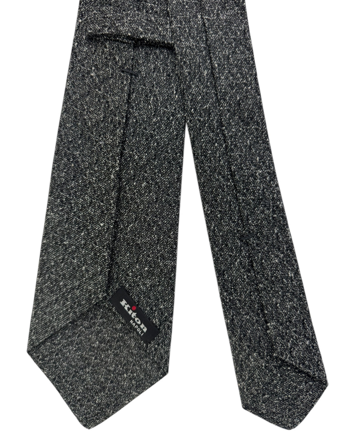 Kiton Sevenfold Tie Black Gray - Wool Silk SALE