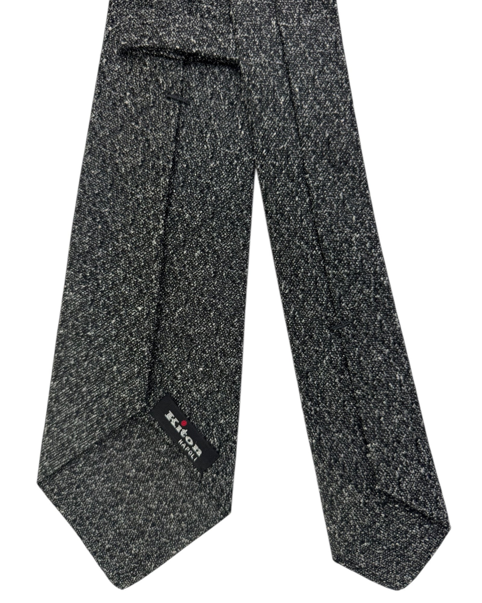 Kiton Sevenfold Tie Black Gray - Wool Silk
