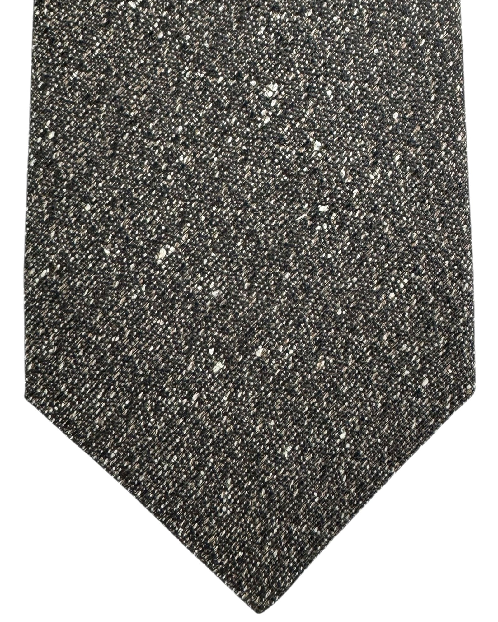 Kiton Sevenfold Tie Gray Black Brown Pattern