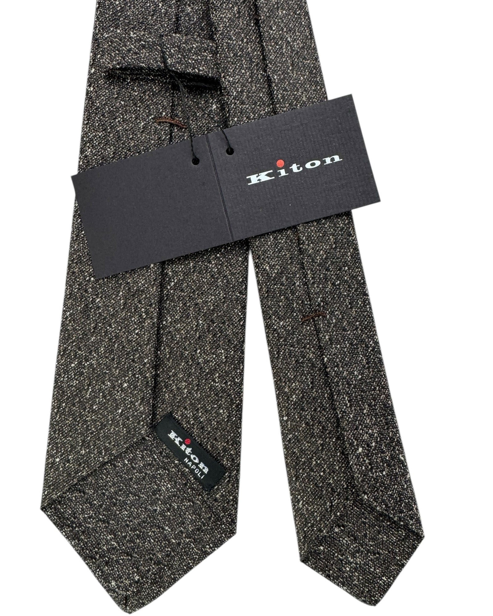 Kiton Sevenfold Tie Gray Black Brown Pattern