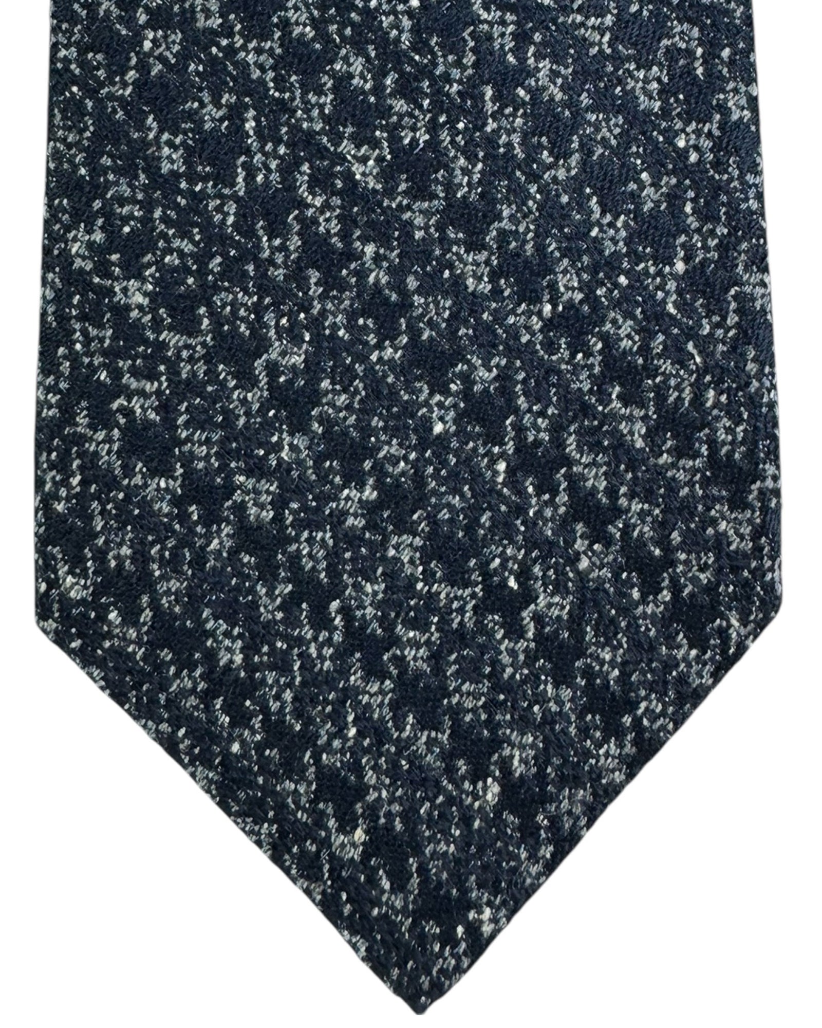 Kiton Sevenfold Tie Gray Black Houndstooth