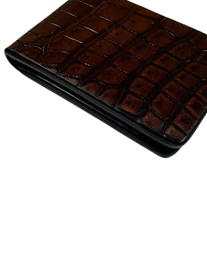 Kiton Tie Clip Dark Brown Crocodile Leather