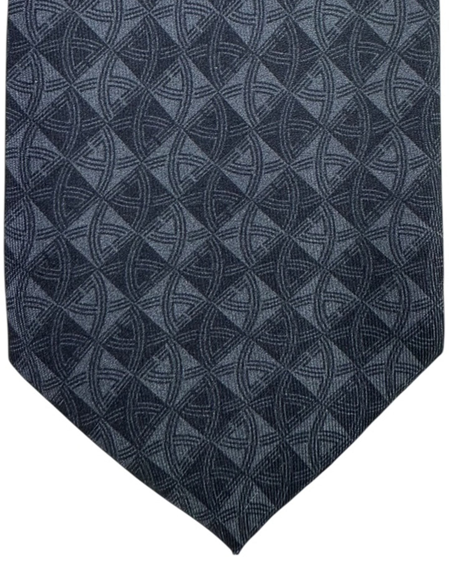 Leonard Paris Silk Tie Charcoal Gray Logo