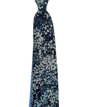 Leonard Paris Silk Tie Gray Light Blue Abstract Floral