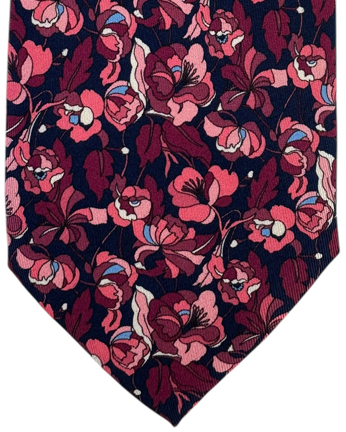 Leonard Paris Silk Tie Black and Maroon Dense Floral Garden