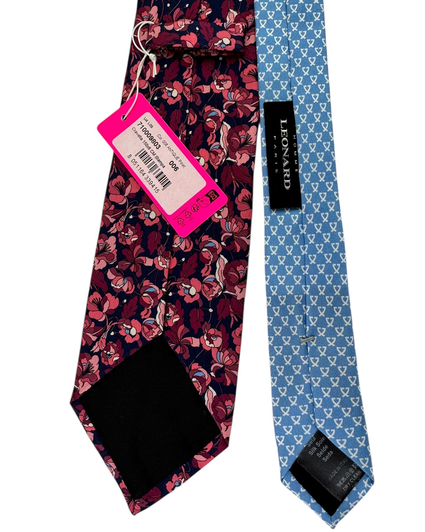 Leonard Paris Silk Tie Black and Maroon Dense Floral Garden