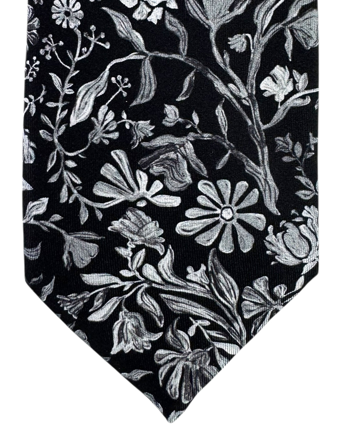 Leonard Paris Silk Tie Black Floral New