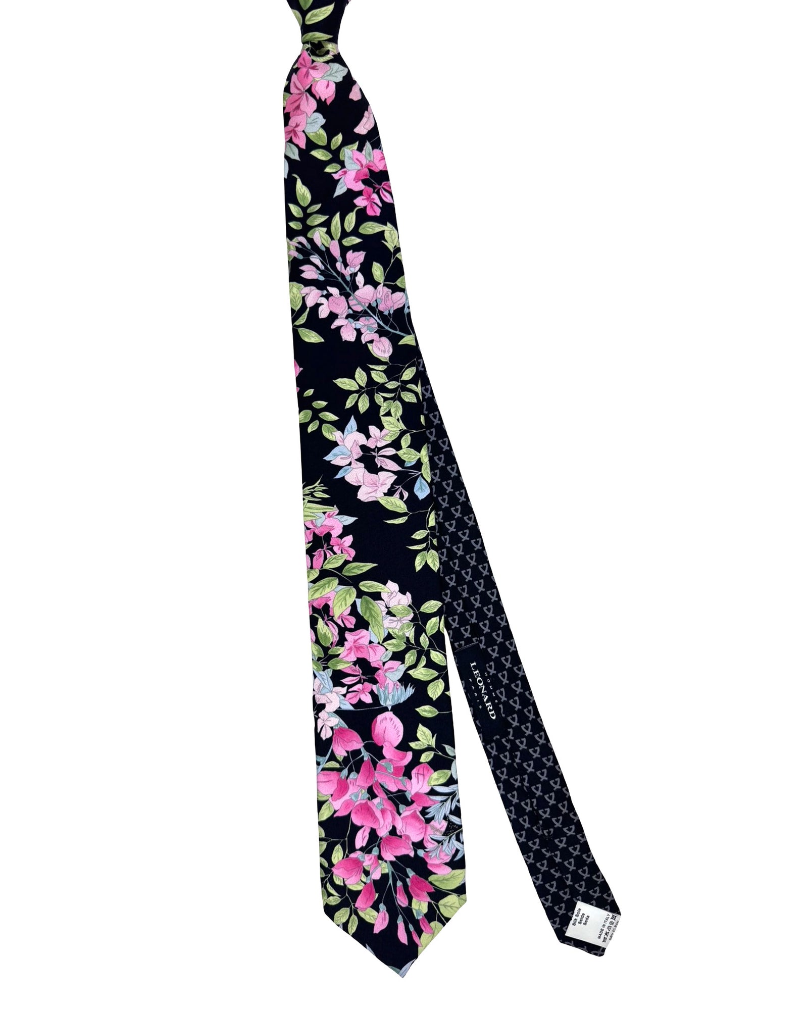 Leonard Paris Tie Black Pink Floral