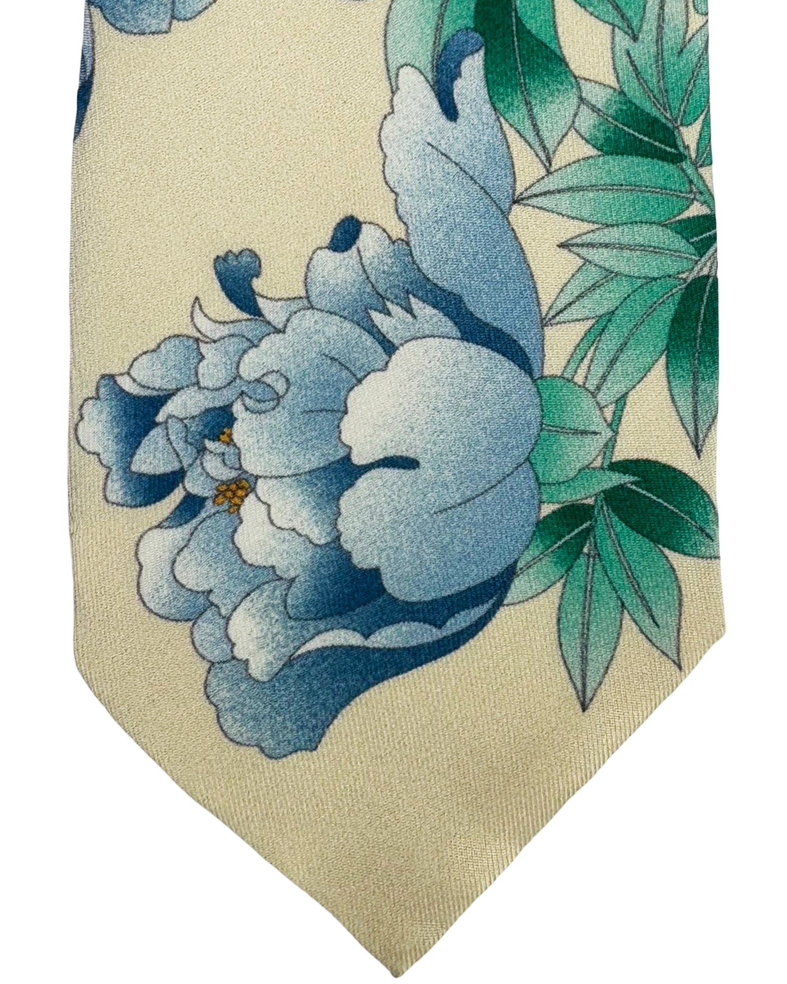 Leonard Paris Tie Ivory White Blue Floral 