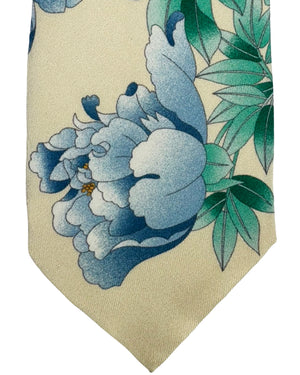 Leonard Paris Tie Ivory White Blue Floral 