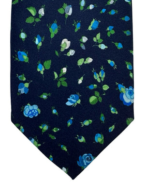 Leonard Paris Tie Blue Green Floral Roses