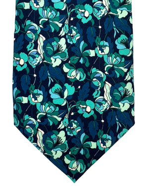Leonard Paris Tie Navy Blue Green Floral