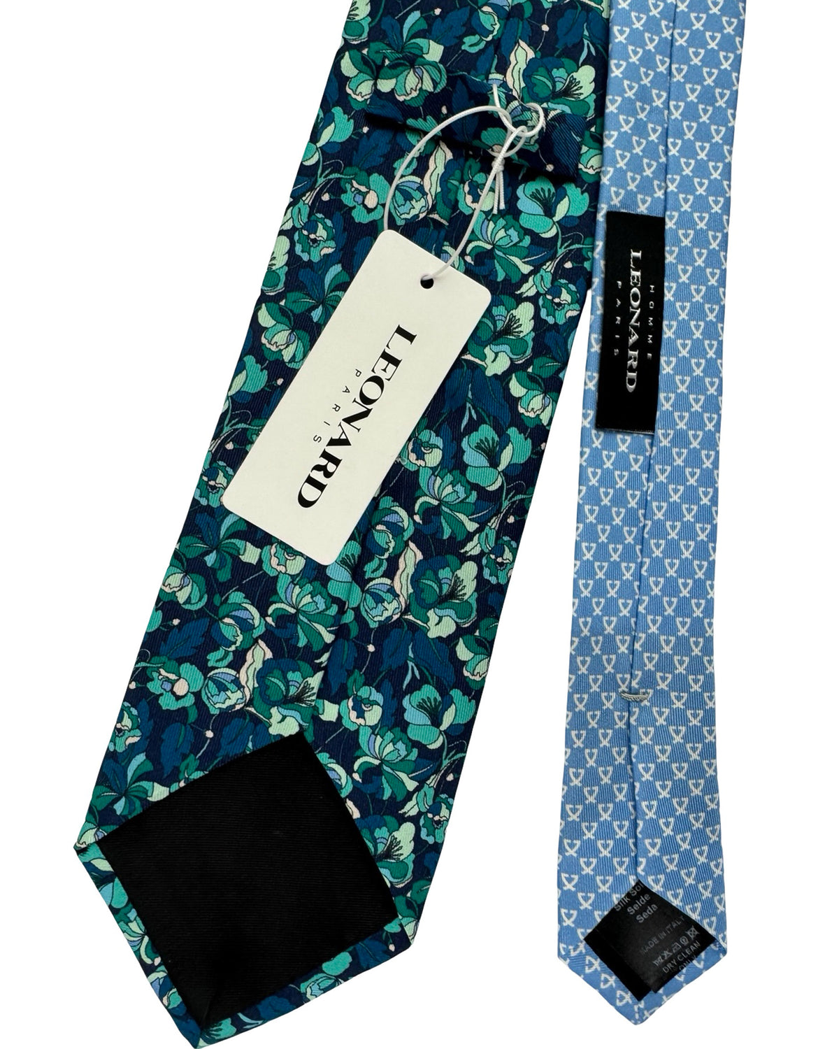 Leonard Paris Tie Midnight Blue Emerald Green Floral