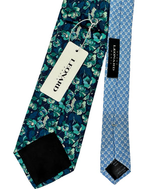 Leonard Paris Tie Midnight Blue Emerald Green Floral