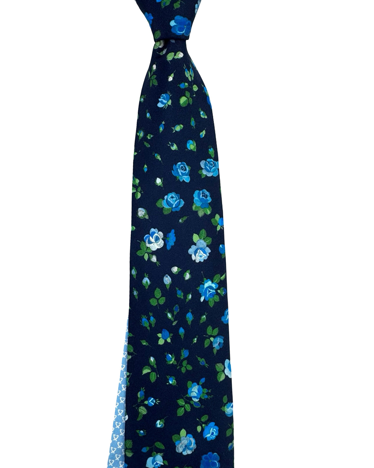 Leonard Tie Blue Green Floral Roses
