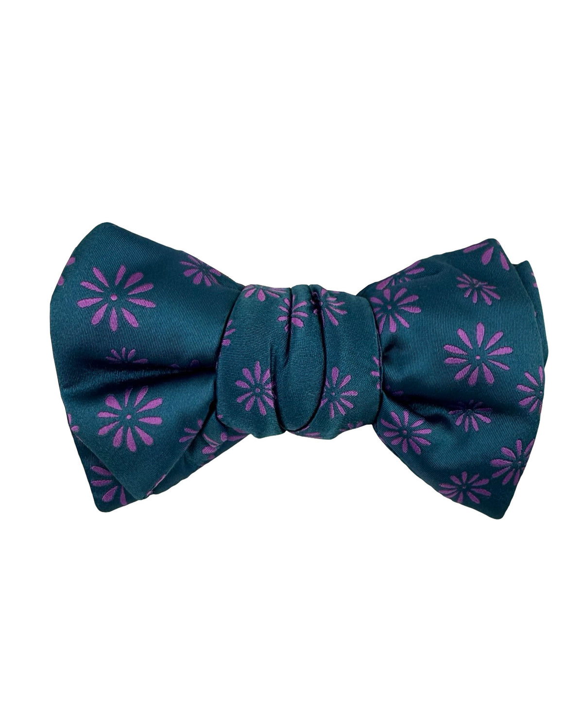 Le Noeud Papillon Bow Tie Petrol Blue Purple Floral - Silk Self Tie Bow