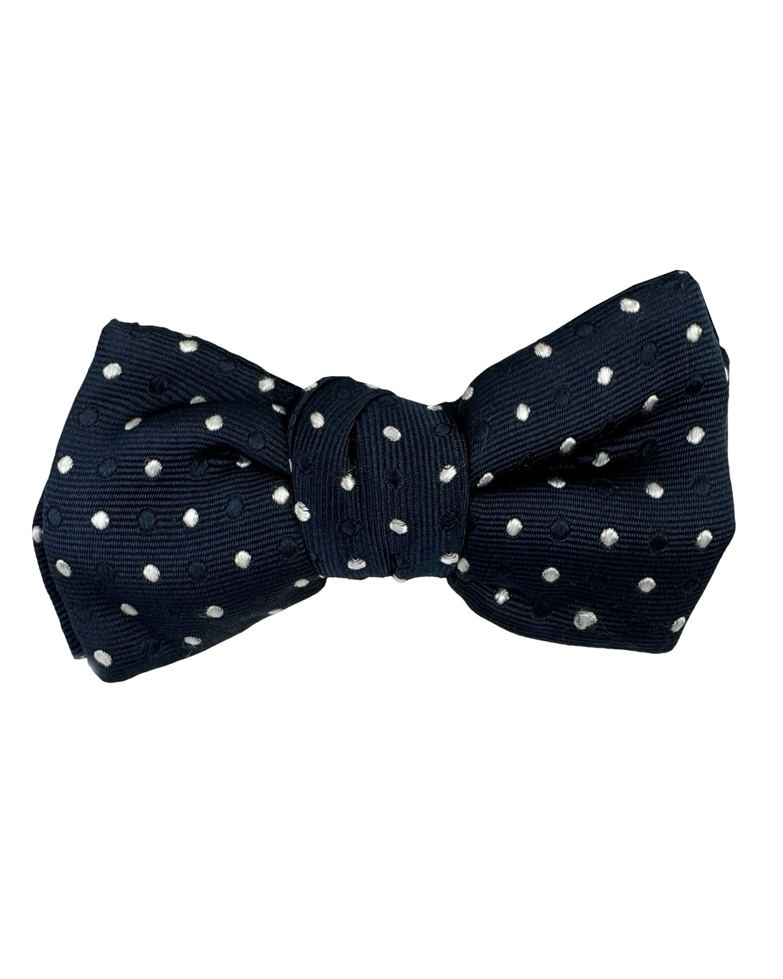 Le Noeud Papillon Bow Tie Midnight Blue Silk Dots - Silk Self Tie Bow