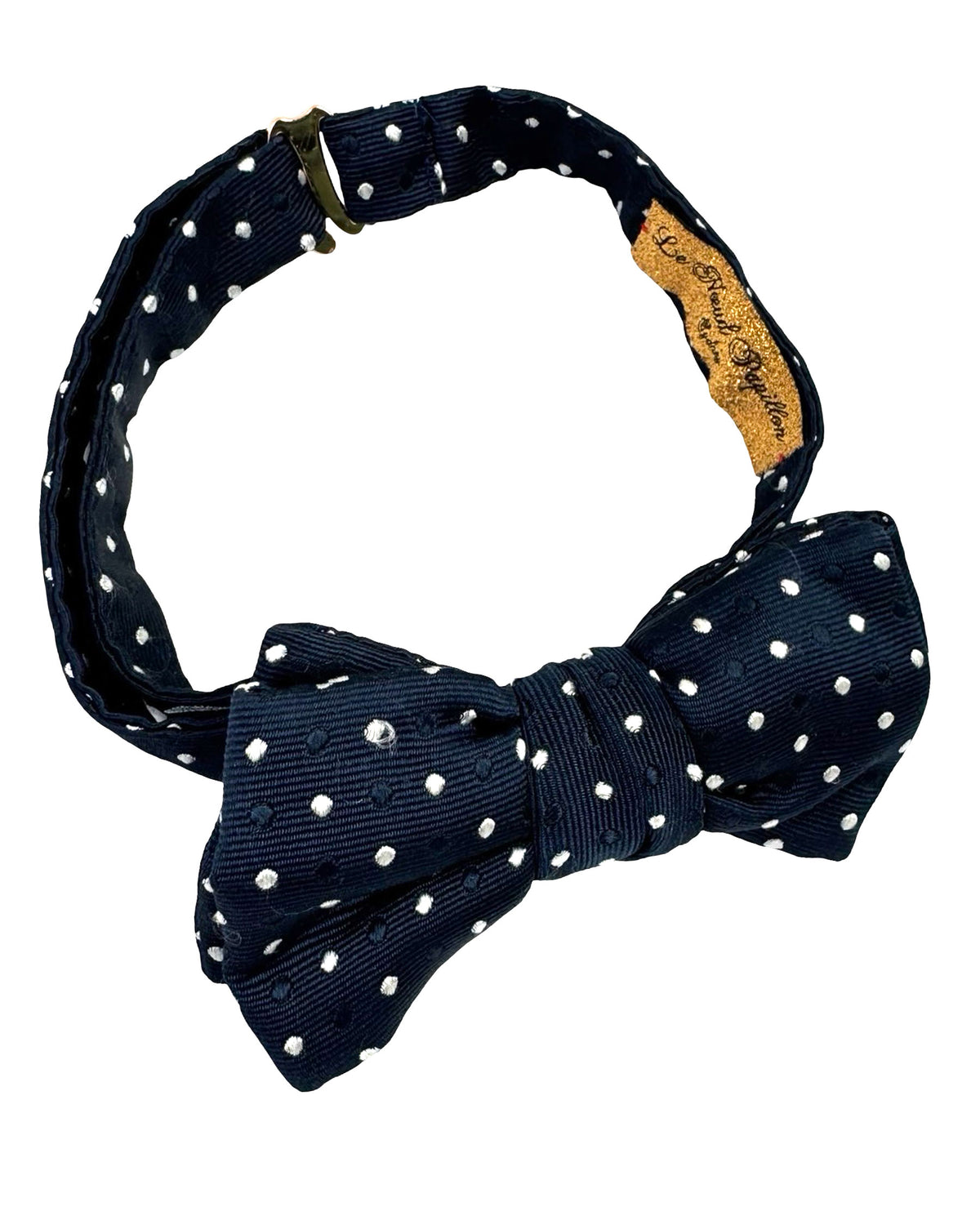 Le Noeud Papillon Bow Tie Midnight Blue Silk Dots - Silk Self Tie Bow