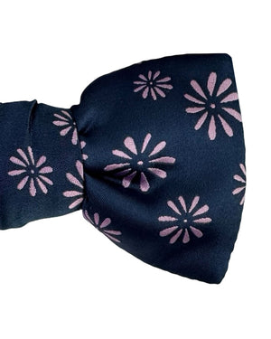 Le Noeud Papillon Bow Tie Midnight Blue Pink Floral - Silk Self Tie Bow