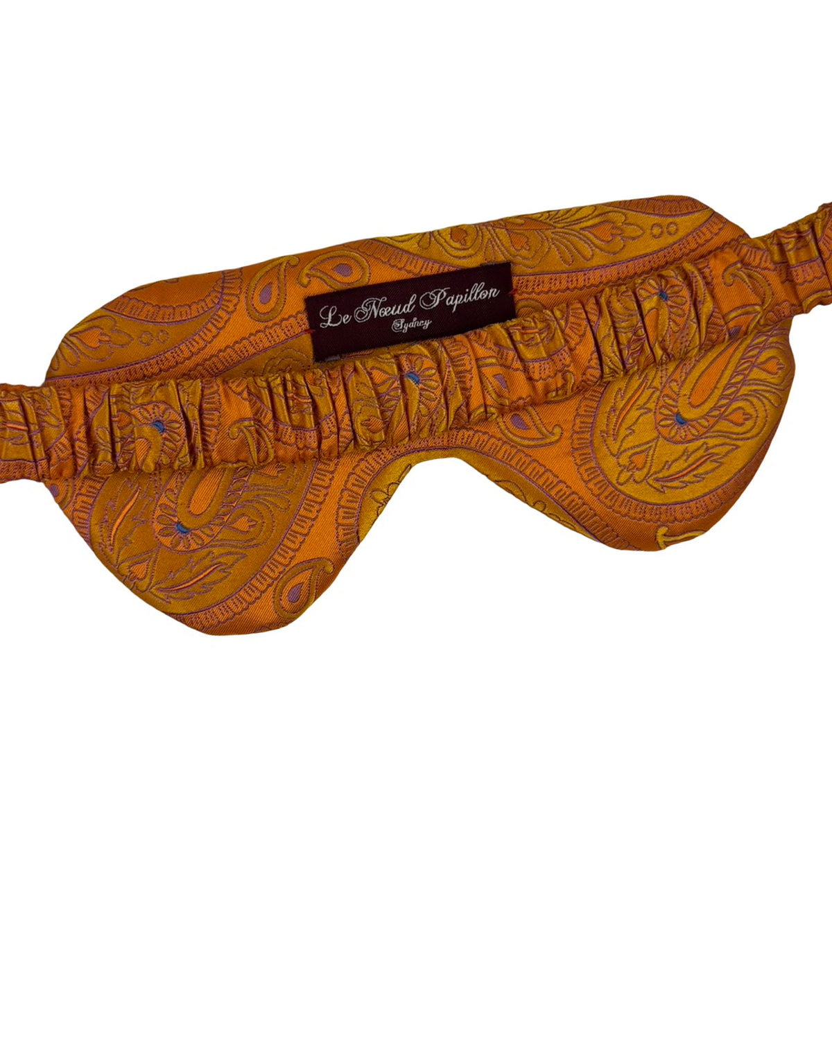 Le Noeud Papillon Silk Eye Mask Orange Oversized Paisley