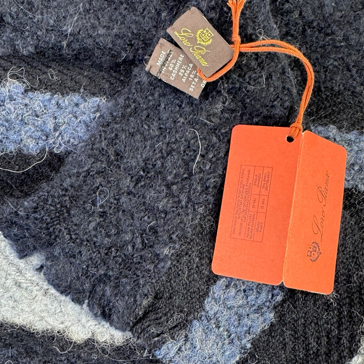 Loro Piana Scarf Gray Striped Design - Luxury Cashmere Alpaca Shawl