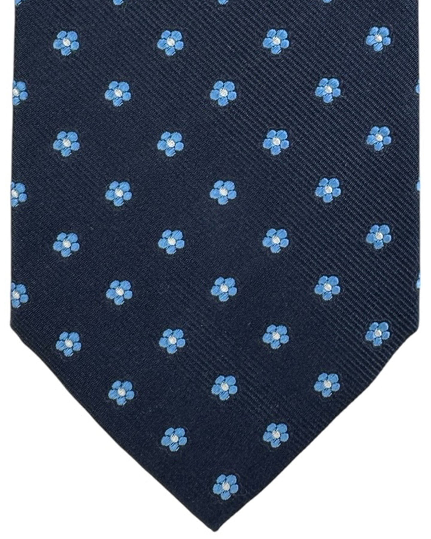 E. Marinella Navy Tie Mini Blue Flowers SALE