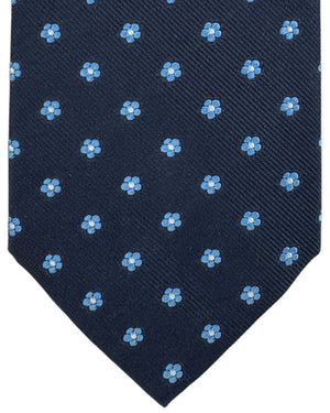 E. Marinella Navy Tie Mini Blue Flowers SALE
