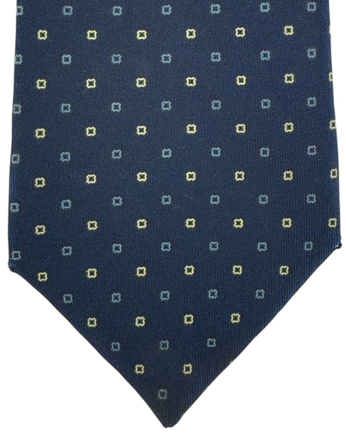 E. Marinella Tie Navy Micro Design - Wide Necktie