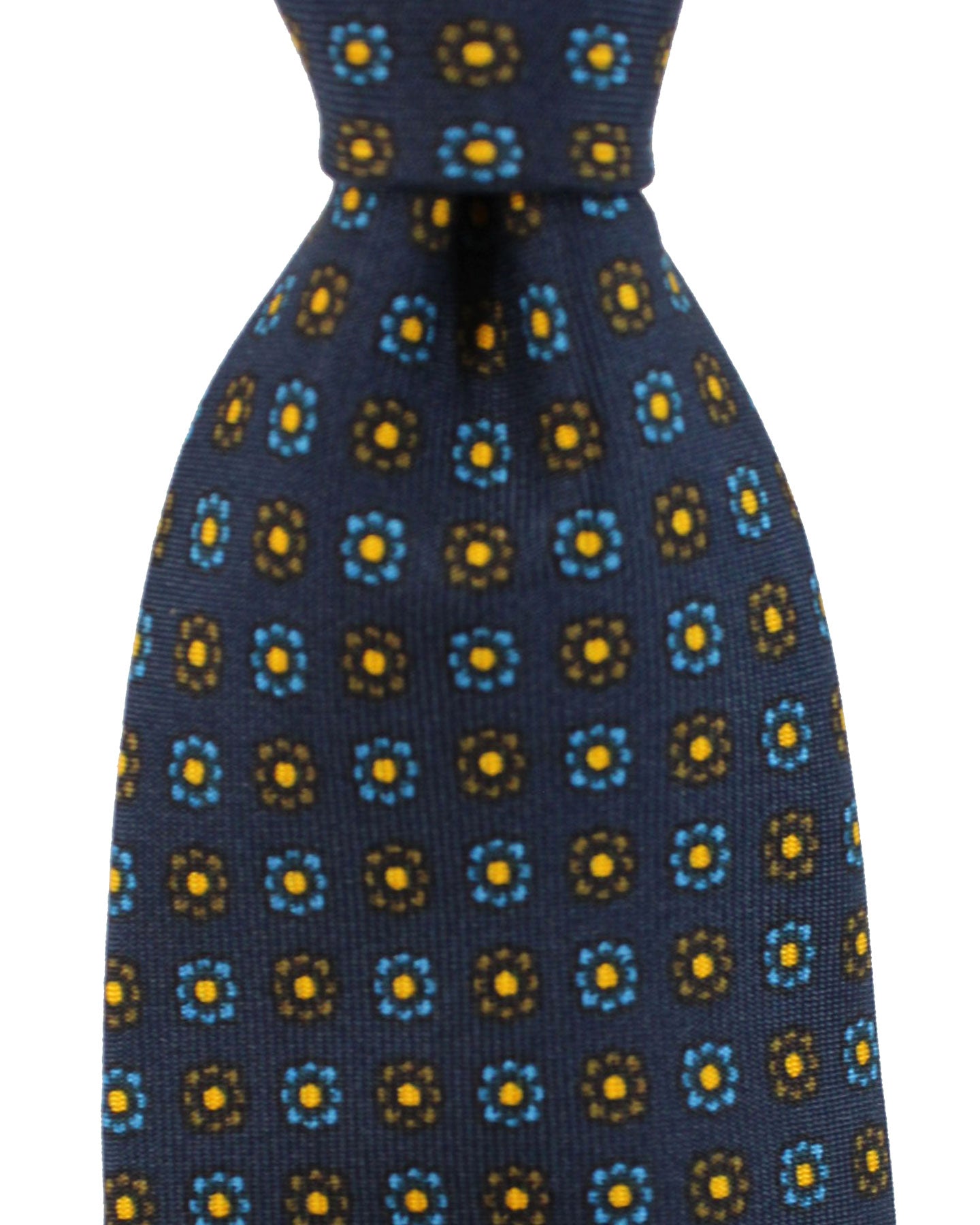 E. Marinella Tie Navy Brown Floral Design