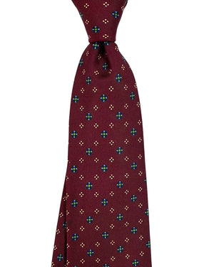 E. Marinella Silk Tie Maroon Navy Green Geometric