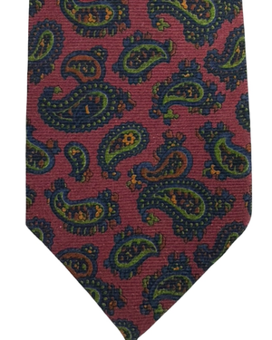 E. Marinella Silk Tie Maroon Navy Green Paisley