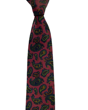 E. Marinella Silk Tie Maroon Navy Green Paisley