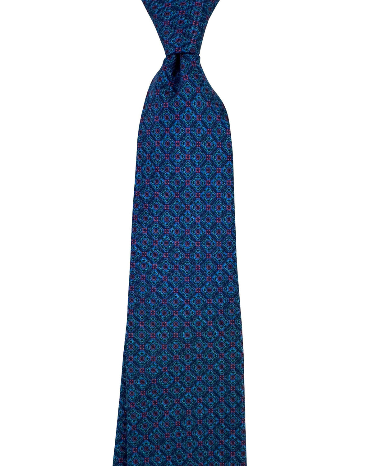 Missoni Silk Tie Blue And Teal Diamond Medallion Pattern