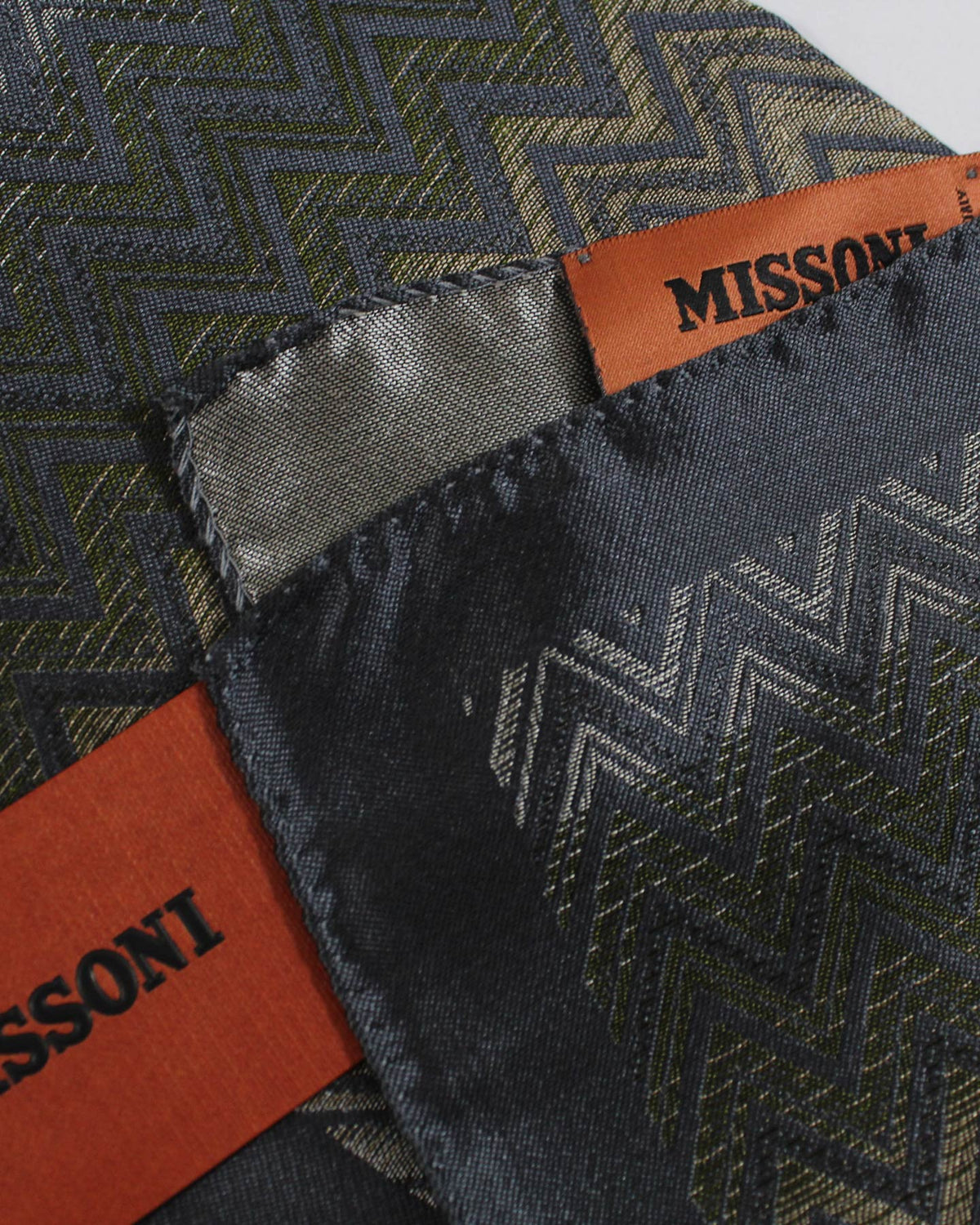 Missoni Pocket Square Gray Herringbone Design SALE
