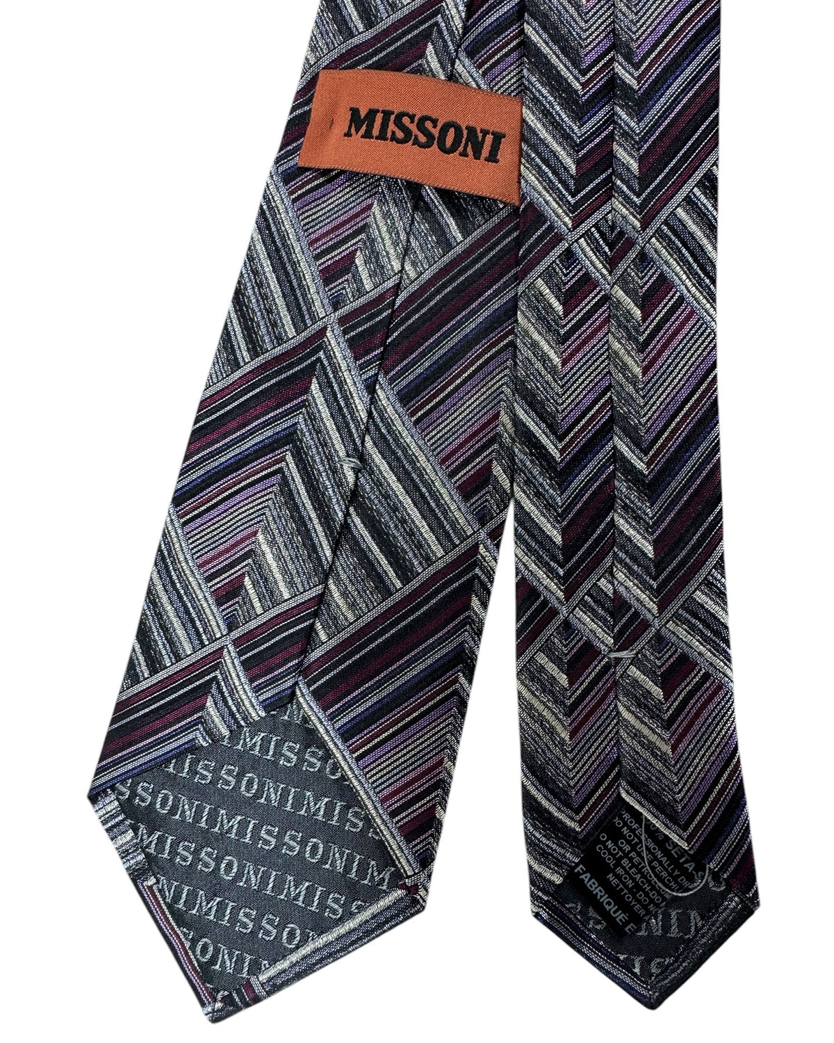 Missoni Silk Tie Gray Black Purple 3D