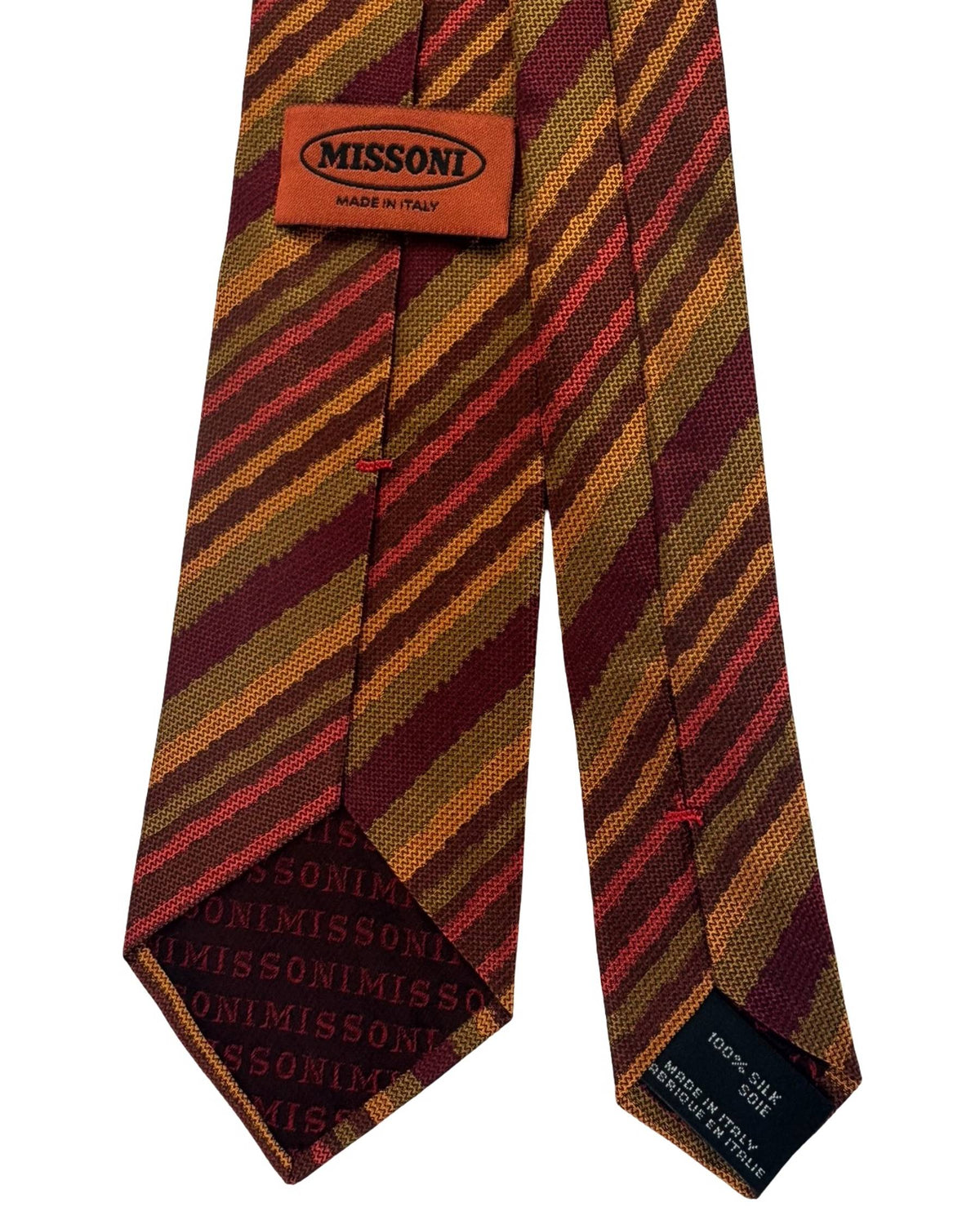 Missoni Silk Tie Bordeaux Orange Green Zigzag Striped