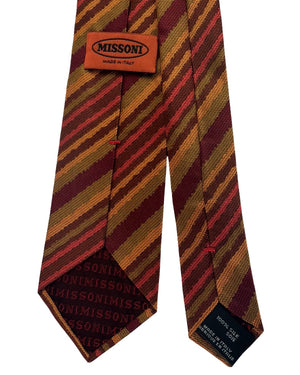 Missoni Silk Tie Bordeaux Orange Green Zigzag Striped